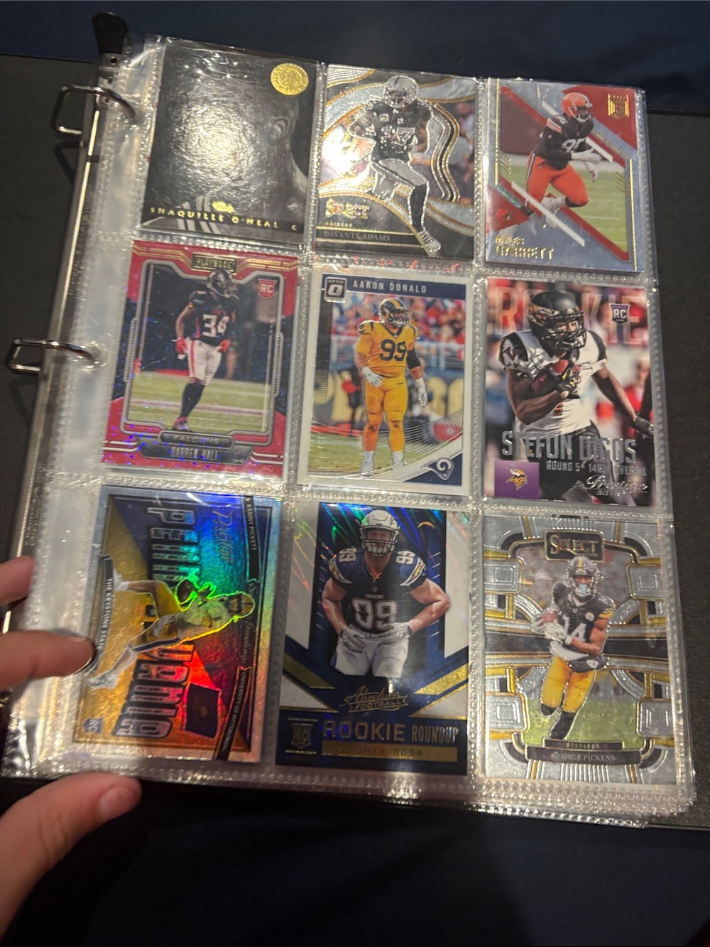 Trading Card Binder Page - Silver Trim with cards inside panini prizm and more.